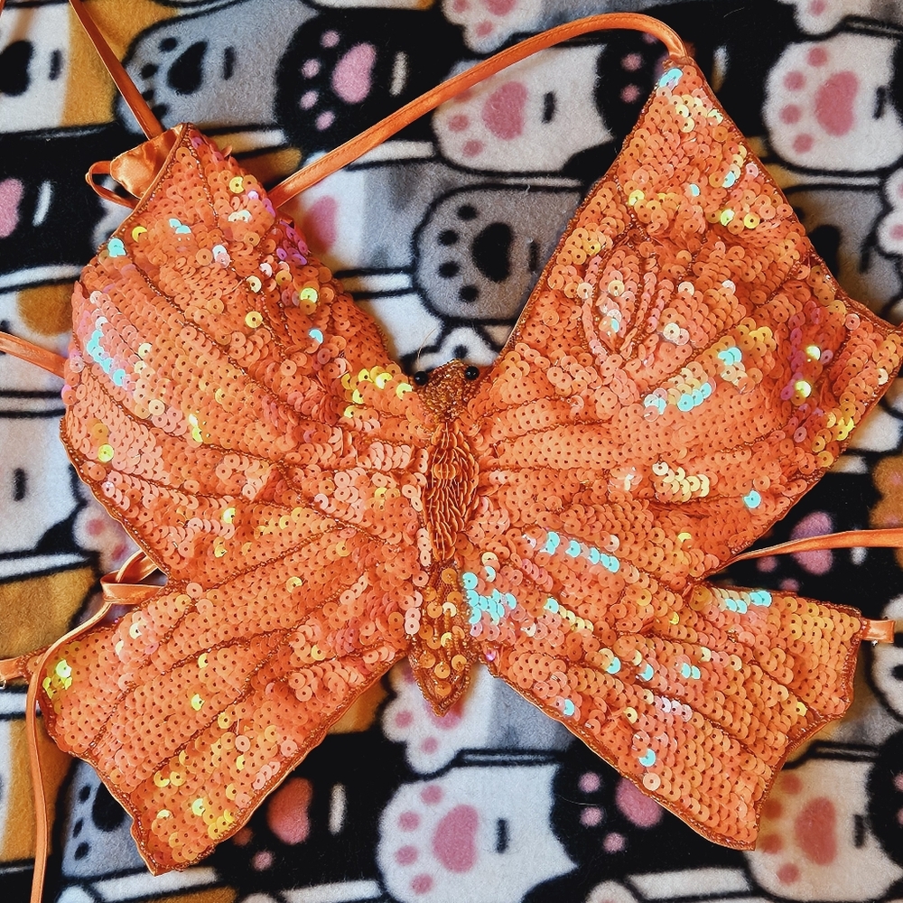 Orange Butterfly Rave Top - Picture 4 of 6